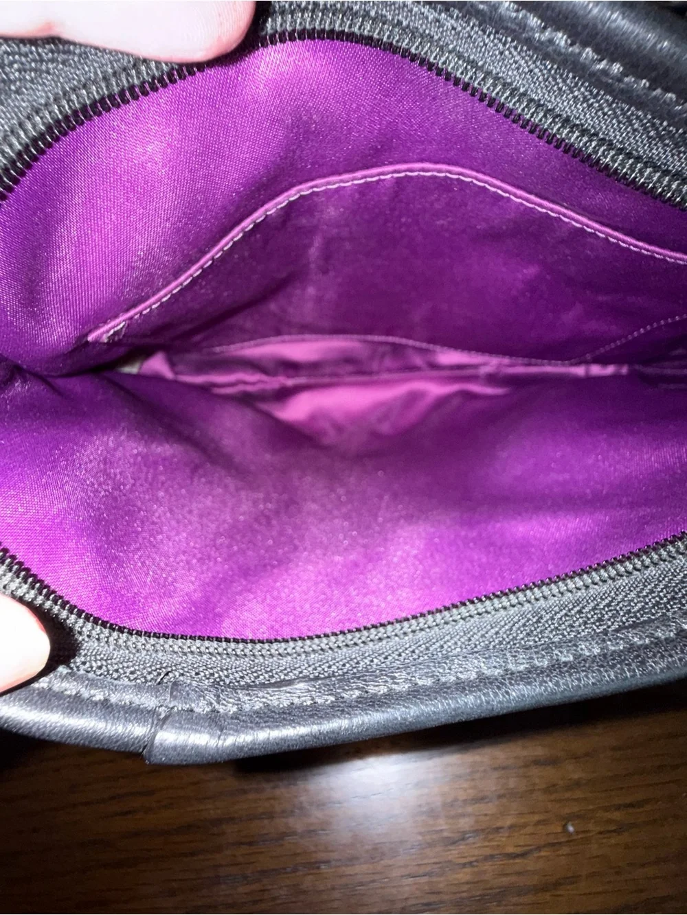 Coach Madison Leather Crossbody Bag Silver Hardware Purple Lining EUC